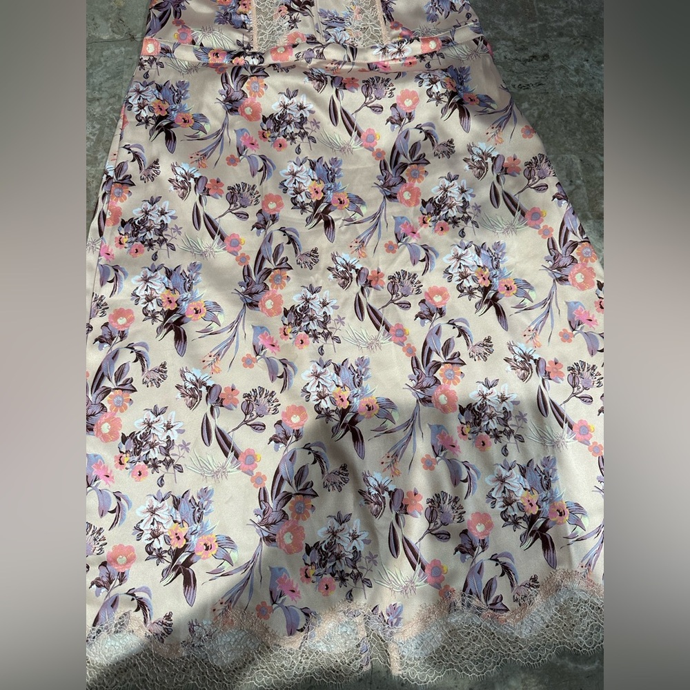 Victoria's Secret Pink/Beige Floral Silky Slip Dress w/ Corset - Picture 7 of 9